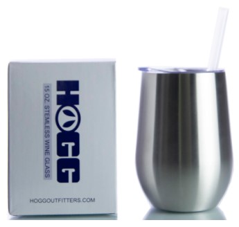 15oz STEMLESS WINE GLASS W/ SLIDING LID AND STRAW - Shipping included